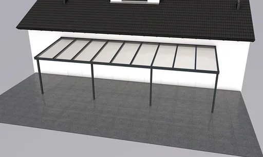 "Terrassendach Premium, anthrazit, 9135 x 3060 mm - Polycarbonat Stegplatten 16 mm, weiß gestreift image"