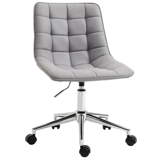 "Bürostuhl Drehstuhl Schreibtischstuhl höhenverstellbar 360° drehbar Mikrofaser Schaumstoff Hellgrau 60x 60x90 cm image"