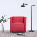 Sessel Würfel-Kunstleder rot