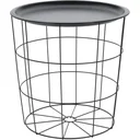 Beistelltisch - Korb mit abnehmbarer Platte - Metall - D40 x H40 cm - Weiß