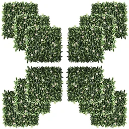 12 Stück künstliches Pflanzenwand Hecke 50x50 cm UV-Schutz Sichtschutz Rhododend