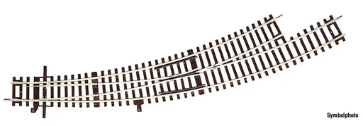 "Bogenweiche links BWl3/4 ohne Antrieb, Radius des Stammgleises und des Abzweiggleises 419,6 mm (R3), Bogenwinkel 30° image"