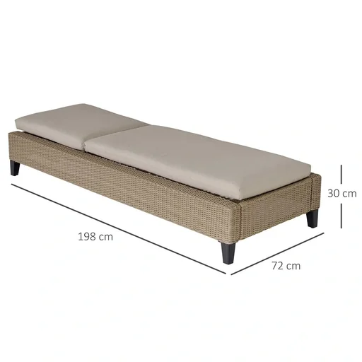 "Polyrattan Gartenliege mit Kissen Sonnenliege 5-stufig verstellbar Rattanliege Gartenmöbel Liege Stahl Khaki 72 x 198 x image"
