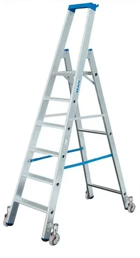 "Stufen Stehleiter Alu 5 Stufen Leiter fahrbar image"