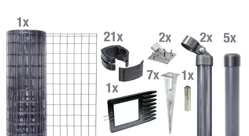 "Fix-Clip Pro als Zaun-Komplettset, mit Einschlagbodenhülse, anthrazit, Höhe 102 cm, Länge 10 m image"