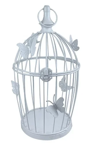 "Deko Blumenkäfig in Weiss mit Schmetterling Design image"