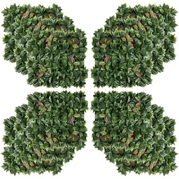 12 Stück künstliches Pflanzenwand Hecke 50x50 cm UV-Schutz Sichtschutz Glanzmisp