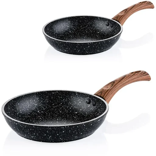 "Schwarzer Marmor Holz - Bratpfanne 20 cm und Bratpfanne 30 cm - Schwarz image"