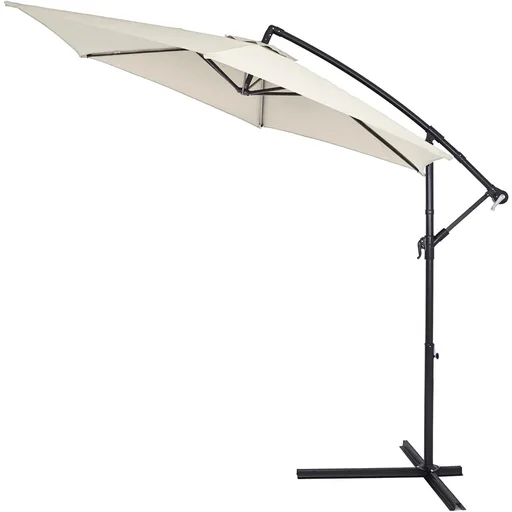 "Sonnenschirm zusammenklappbare Aluminiumcreme Ø 330 cm UV-Schutz 40+ image"