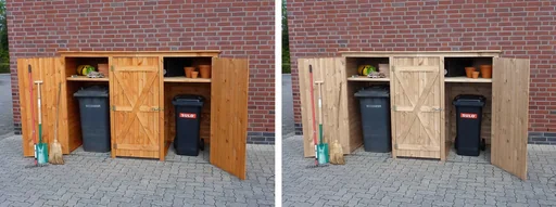 "Mülltonnenschrank 3türig honigbraun image"