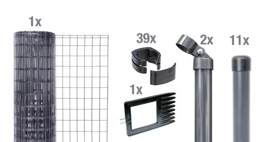 "Fix-Clip Pro als Zaun-Komplettset, zum Einbetonieren, anthrazit, Höhe 81 cm, Länge 25 m image"