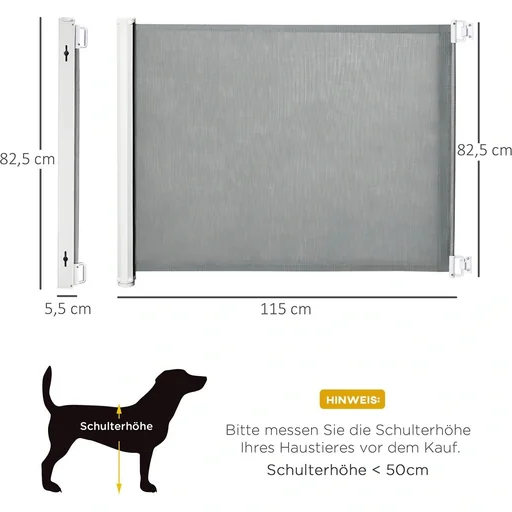 "Tür- und Treppenschutzgitter rollbar, Einhandbedienung PVC Grau image"