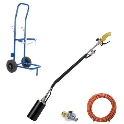 "Toolland Gas Unkrautbrenner mit Piezo-Zündung - Komplettes Set mit Gasflaschenwagen QT118 image"
