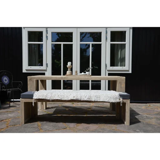 "Gartenbankgerüst Holz 220 cm inkl. Wasser- und schmutzabweisendem Kissen Anthrazit image"