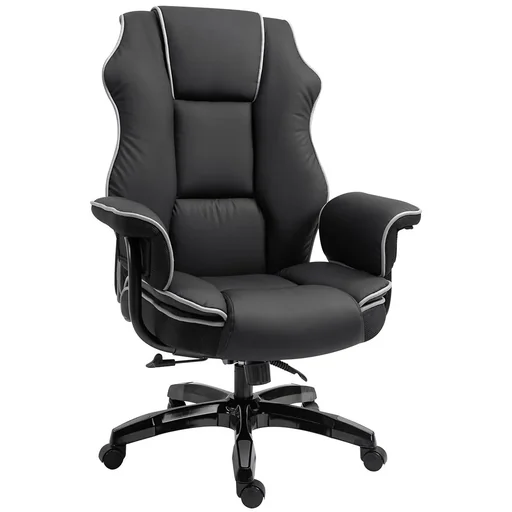 "Ergonomischer Bürostuhl mit Armlehnen, Höhenverstellbarer Schreibtischstuhl mit Wippfunktion, Drehstuhl, Kunstleder, Sch image"