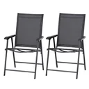 Klappstuhl mit Armlehne 2er-Satz Campingstuhl Metall Schwarz