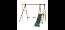 Holz Schaukelset Giant Baboon, Outdoor-Schaukelset für Kinder, Doppelschaukel, Kletterseil, Rutsche, natur