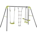 Kinder Gartenschaukel mit Wippe und Seilleiter schwarz/hellgrün
