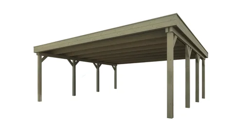 "Doppelcarport 609 Gr. 1, 600 x 614 x 240 cm, kesseldruckimprägniert mit Trapezblech-Dach image"