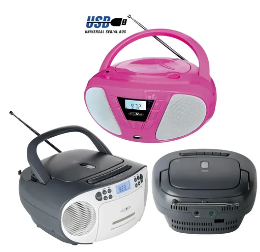 "CD Radio Boombox mit UKW-Radio, CD, Kassette und AUX-IN, blau image"