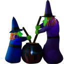 Aufblasbare Hexen Höhe: 1,8m Halloween Deko mit LED