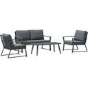 4-teiliges Gartenmöbel-Set mit Sofa, Stühlen und Beistelltisch dunkelgrau