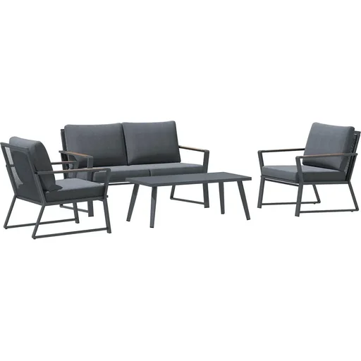 "4-teiliges Gartenmöbel-Set mit Sofa, Stühlen und Beistelltisch dunkelgrau image"