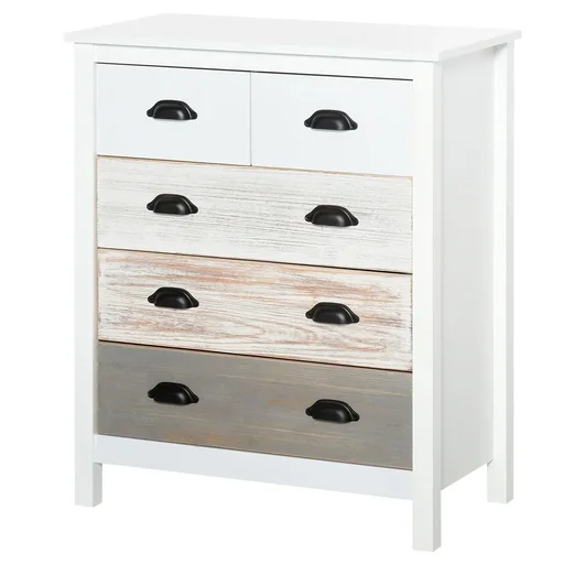"Schubladenschrank Beistellschrank mit 5 Schubladen Kommode MDF Tannenholz 70 x 38 x 85 cm image"