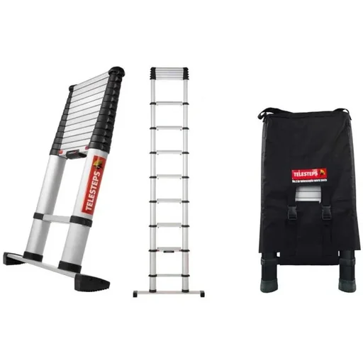 "Teleskopleiter mit Stabilisator - 4,6m Arbeitshöhe - max 150 kg MET Tragetasche image"