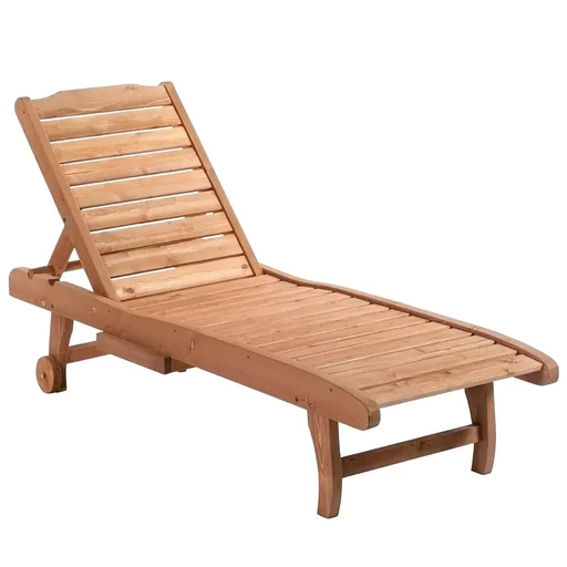"Sonnenliege Mobile Gartenliege Liegestuhl Strand Liege Tannenholz Braunrot image"