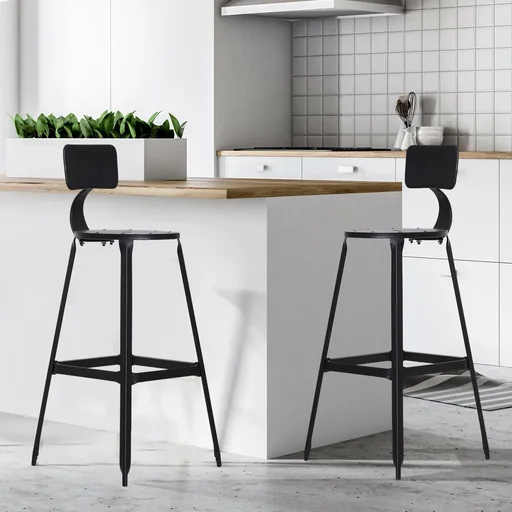 "2er-Set Barhocker Bistrostuhl Küchenhocker Metallhocker mit Antirutschpads mit Rückenlehne image"