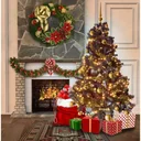 Schwarzwälder Weihnachtsbaum-Paket 150cm Gold + Weihnachtskugeln + Weihnachtslichter + Weihnachtsgirlande + Pik