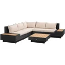 Luxus-Gartenset mit Regalen 4-teilig PE Rattan Schwarz