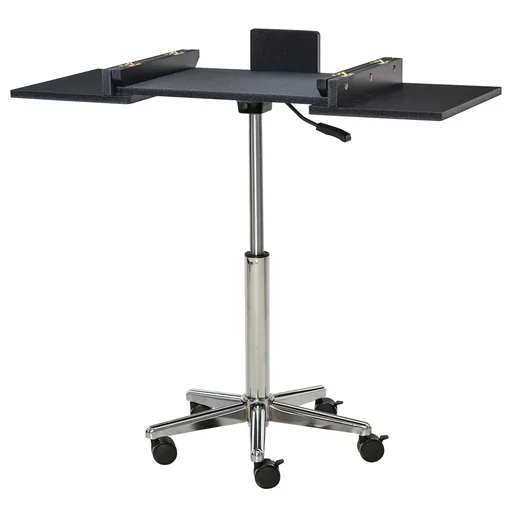 "Laptoptisch Laptop Ständer Notebooktisch mit Rollen höhenverstellbar klappbar Computer Tablet Stahl + MDF Schwarz 90,5 x image"