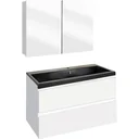 Concept Badezimmermöbel met Spiegelschrank 80cm - Weiss/schwartz