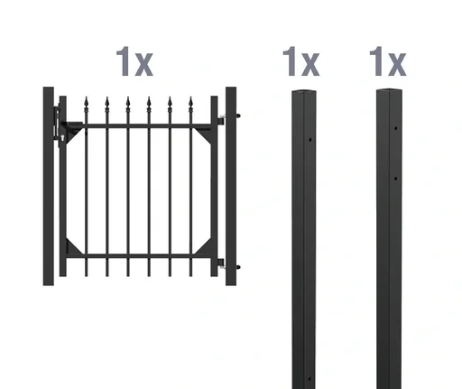 "Einzeltorset Chaussee, zum Einbetonieren, matt-schwarz, Höhe 100 cm, Breite 1 m image"