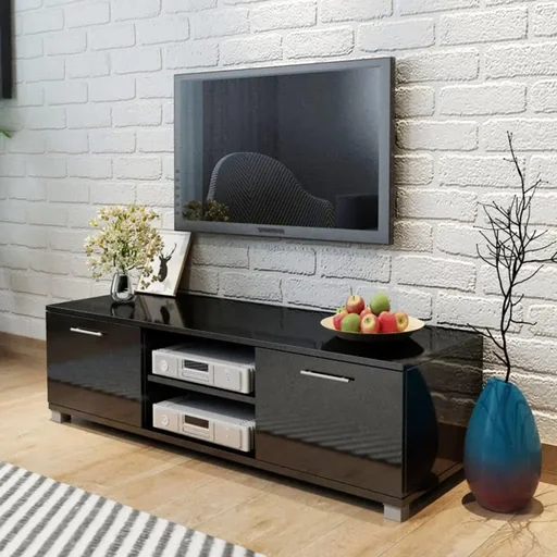 "TV-Schrank 120x40,3x34,7 cm Hochglanz schwarz image"