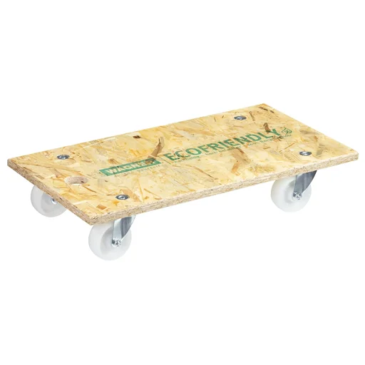 "Transporthilfe MM 1141, 57,5 x 30 x 11 cm, harte Rollen Ø 75 mm, Rollenlager, OSB Platte, CO2-neutral, Tragkraft 250 kg image"