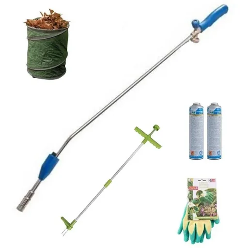 "PZ9000 Unkrautvernichter + 2 Gasflaschen + Unkrautlöser + Gartenhandschuhe + Gartenabfallbeutel image"