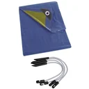 Plane - Blau/Khaki - 3x6m Inkl. Spanner für Plane (4 Stk.)