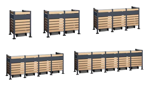 "Mülltonnenverkleidung Planum 4er Box, 120 cm, holzoptik image"