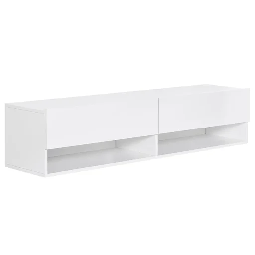 "TV Schrank, Hängeschrank, Wandschrank, TV-Kommode, Lowboard, Moderner Fernsehtisch mit Klappfächer und Offene Regale, Sp image"