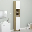 Badezimmerschrank 32x25,5x190 cm Spanplatte weiß Sonoma-Eiche