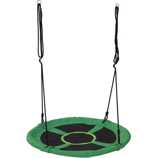 "Nestschaukel Tellerschaukel Kinderschaukel Gartenschaukel bis 100 kg belastbar Grün + Schwarz Ø100 cm image"