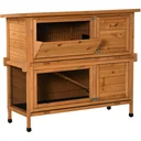 Kaninchenstall Holz Doppelboden mit Asphaltdach Stahl Orange 120 x 50 x 104 cm