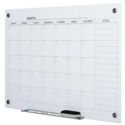 Kalendertafel Glasplatte mit 4 Glasclip Marker Radiergummi Aluminium-Stifthalter