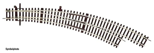 "Bogenweiche rechts BWr3/4 ohne Antrieb, Radius des Stammgleises und des Abzweiggleises 419,6 mm (R3), Bogenwinkel 30° image"