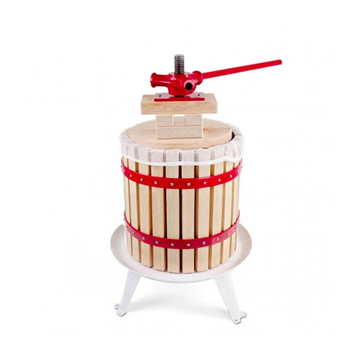 "Saftpresse, Obstpresse, Weinpresse, Apfelpresse - Korb aus Holz 12L image"