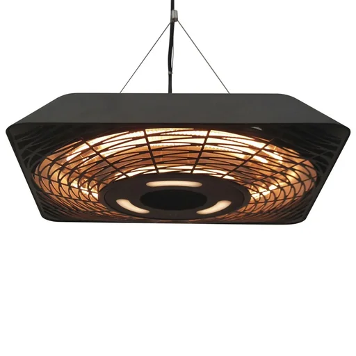 "Deckenheizstrahler 800W/1200W/2000W 5 Modi Heizstrahler IP45 Elektro Heizpilz mit Fernbedienung LED-Licht Alu Glas Schwa image"