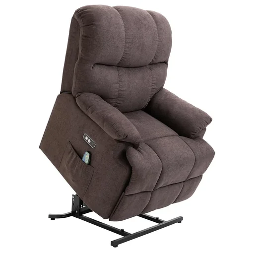 "Massagesessel Aufstehhilfe elektrischer Relaxsessel mit Wärmefunktion verstellbarer Winkel USB Fernbedienung Kurzplüsch image"